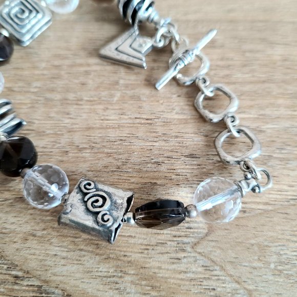 SILPADA sterling silver smokey and clear quarts Topaz bracelet. - Picture 2 of 8